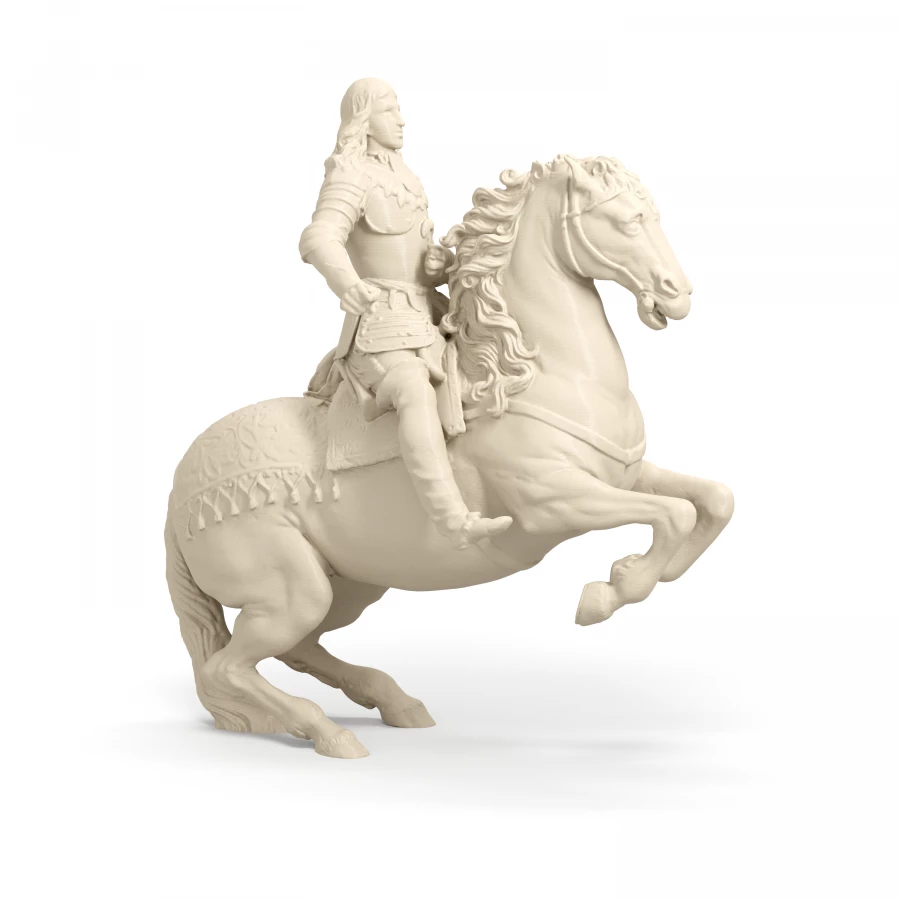 Re Carlo II di Spagna a cavallo in avorio chiaro
